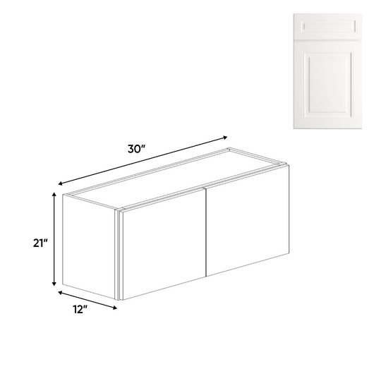 RTA - Atlas Blanco - 21"Height Double Door Wall Cabinets - 30"W x 21"H x 12"D