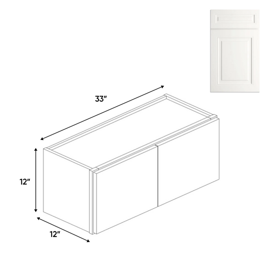 RTA - Atlas Blanco - 12"Height Double Door Wall Cabinets - 33"W x 12"H x 12"D