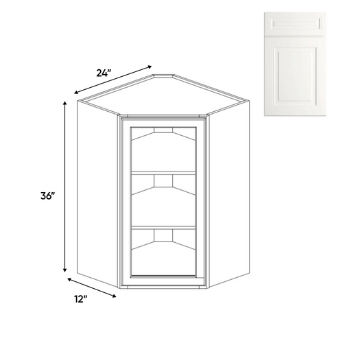 RTA - Atlas Blanco - Diagonal Corner Glass Door Wall Cabinets - 24