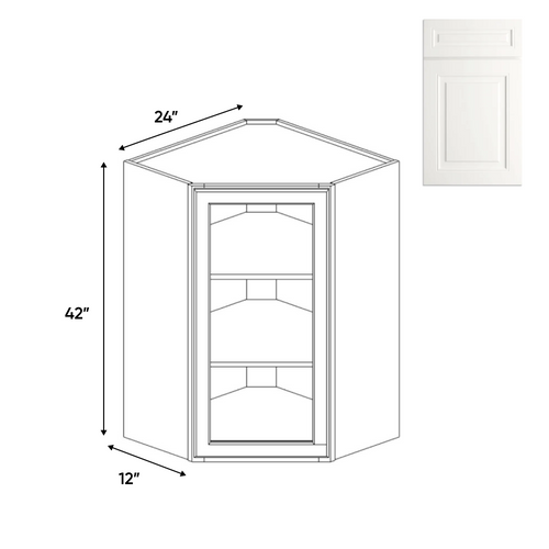 RTA - Atlas Blanco - Diagonal Corner Glass Door Wall Cabinets - 24