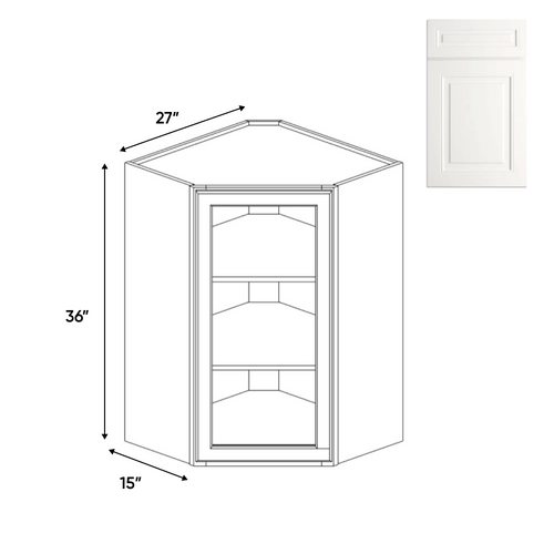 RTA - Atlas Blanco - Diagonal Corner Glass Door Wall Cabinets - 27