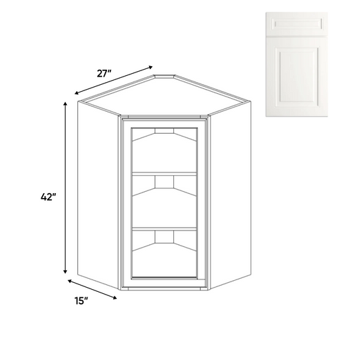 RTA - Atlas Blanco - Diagonal Corner Glass Door Wall Cabinets - 27