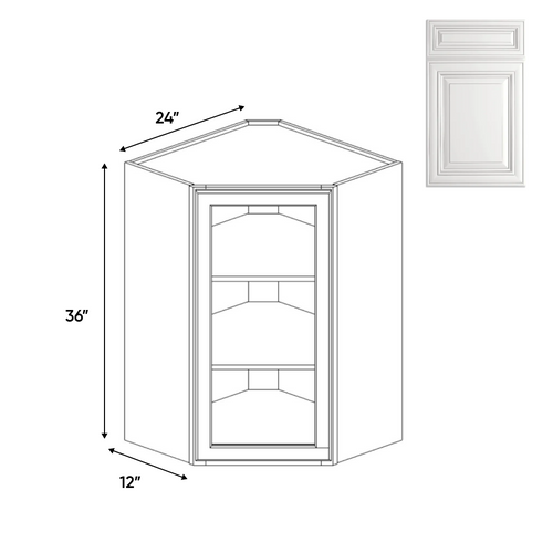 RTA Kitchen - Diagonal Corner Glass Door Wall Cabinets - 36
