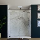 Load image into Gallery viewer, 60&quot; X 76&quot; Armani Grey Alcove Shower Wall Kit - Shower Door / Wall System / Solid Surface Shower Base Tray with Covered Drain