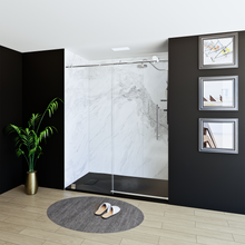 Load image into Gallery viewer, 60&quot; X 76&quot; Armani Grey Alcove Shower Wall Kit - Shower Door / Wall System / Solid Surface Shower Base Tray with Covered Drain