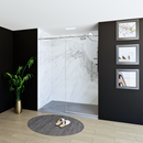 Load image into Gallery viewer, 60&quot; X 76&quot; Armani Grey Alcove Shower Wall Kit - Shower Door / Wall System / Solid Surface Shower Base Tray with Covered Drain