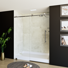 Load image into Gallery viewer, 60&quot; x 76&quot; Frameless Shower Door - Acrylic Shower Pan with Drain - Shower Kit with 5pc Shower Wall System