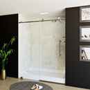 Load image into Gallery viewer, 60&quot; x 76&quot; Frameless Shower Door - Acrylic Shower Pan with Drain - Shower Kit with 5pc Shower Wall System