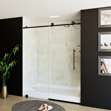 Load image into Gallery viewer, 60&quot; x 76&quot; Frameless Shower Door - Acrylic Shower Pan with Drain - Shower Kit with 5pc Shower Wall System