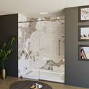 Load image into Gallery viewer, 60&quot; x 76&quot; Frameless Shower Door - Acrylic Shower Pan with Linear Drain - Shower Kit with 5pc Shower Wall System