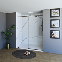 Load image into Gallery viewer, 60&quot; X 76&quot; Armani Grey Alcove Shower Wall Kit - Shower Door / Wall System / Solid Surface Shower Base Tray with Covered Drain