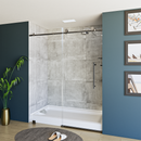 Load image into Gallery viewer, 60&quot; x 76&quot; Frameless Shower Door - Acrylic Shower Pan with Drain - Shower Kit with 5pc Shower Wall System