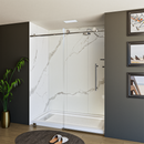 Load image into Gallery viewer, 60&quot; x 76&quot; Frameless Shower Door - Acrylic Shower Pan with Linear Drain - Shower Kit with 5pc Shower Wall System