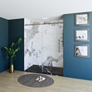 Load image into Gallery viewer, 60&quot; X 76&quot; Armani Grey Alcove Shower Wall Kit - Shower Door / Wall System / Solid Surface Shower Base Tray with Covered Drain