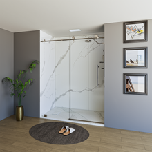 Load image into Gallery viewer, 60&quot; X 76&quot; Armani Grey Alcove Shower Wall Kit - Shower Door / Wall System / Solid Surface Shower Base Tray with Covered Drain