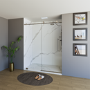 Load image into Gallery viewer, 60&quot; X 76&quot; Armani Grey Alcove Shower Wall Kit - Shower Door / Wall System / Solid Surface Shower Base Tray with Covered Drain