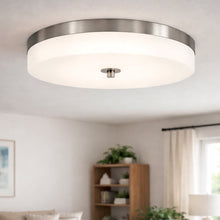 Load image into Gallery viewer, 16″Dia x 3.625″H LED Ceiling Light with Frosted White Acrylic Shade – Brushed Nickel Finish