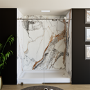Load image into Gallery viewer, 60&quot; x 76&quot; Frameless Shower Door - Acrylic Shower Pan with Drain - Shower Kit with 5pc Shower Wall System