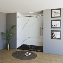 Load image into Gallery viewer, 60&quot; X 76&quot; Armani Grey Alcove Shower Wall Kit - Shower Door / Wall System / Solid Surface Shower Base Tray with Covered Drain