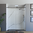 Load image into Gallery viewer, 60&quot; X 76&quot; Armani Grey Alcove Shower Wall Kit - Shower Door / Wall System / Solid Surface Shower Base Tray with Covered Drain