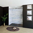 Load image into Gallery viewer, 60&quot; X 76&quot; Armani Grey Alcove Shower Wall Kit - Shower Door / Wall System / Solid Surface Shower Base Tray with Covered Drain