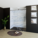 Load image into Gallery viewer, 60&quot; X 76&quot; Armani Grey Alcove Shower Wall Kit - Shower Door / Wall System / Solid Surface Shower Base Tray with Covered Drain