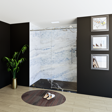 Load image into Gallery viewer, 60&quot; X 76&quot; Armani Grey Alcove Shower Wall Kit - Shower Door / Wall System / Solid Surface Shower Base Tray with Covered Drain