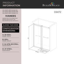 Load image into Gallery viewer, Ivanees Adjustable Semi-Frameless Dual Sliding Glass Bathtub Door with Clear Tempered Glass