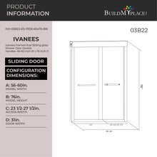 Load image into Gallery viewer, Ivanees 60 In. W X 76 In. H Framed dual Sliding glass Shower Door with Double Handles &amp; (8 mm) Clear Tempered Glass