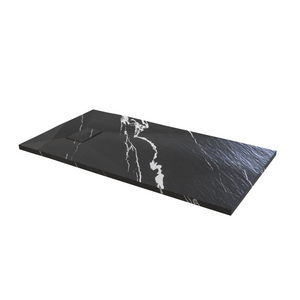 60" x 76" Frameless Shower Door with Black - Solid Surface Shower Base Tray - Shower Kit with covered drain - and 5pc Shower Wall System