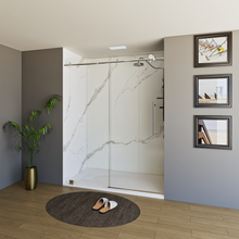 Load image into Gallery viewer, 60&quot; X 76&quot; Armani Grey Alcove Shower Wall Kit - Shower Door / Wall System / Solid Surface Shower Base Tray with Covered Drain