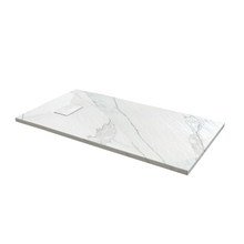 Load image into Gallery viewer, 60&quot; X 76&quot; Armani Grey Alcove Shower Wall Kit - Shower Door / Wall System / Solid Surface Shower Base Tray with Covered Drain