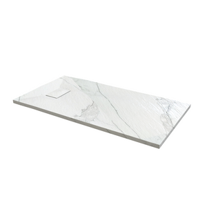 60" X 76" Armani Grey Alcove Shower Wall Kit - Shower Door / Wall System / Solid Surface Shower Base Tray with Covered Drain