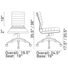 Load image into Gallery viewer, Jive Ribbed Armless Mid Back Swivel Conference Computer Chair In Mulitcolor