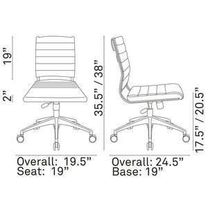 Jive Ribbed Armless Mid Back Swivel Conference Computer Chair In Mulitcolor