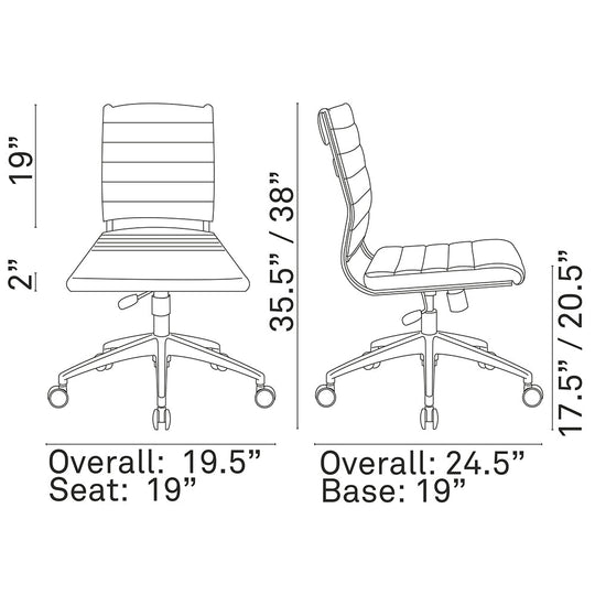 Jive Ribbed Armless Mid Back Swivel Conference Computer Chair In Mulitcolor