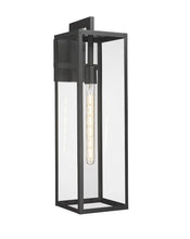 Load image into Gallery viewer, 1-Light, Outdoor Wall Light, E26 Socket 1X60W, Matte Black, 25&quot; H x 7&quot; W. Extends 10&quot; from the wall, Clear Glass Panels