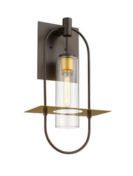 Smyth Indoor Wall Sconce, E26 Socket 1X60W, Clear Glass, Bronze,  22 1/4