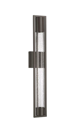 1-Light, Outdoor Wall Sconce Light, Wall Mount Lantern, 1X60W, GU10 Base, Clear Seedy Glass, a Protective Clear Acrylic Cylinder, Bronze 28 1/2" H x 4" W, Extends 4" from the wall