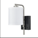 Load image into Gallery viewer, 6″W x 13″H Single Wall Lamp with White Linen Shade – Matte Black or Brushed Nickel Finish - 4 Pack