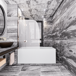 Ivanees 60 In. H x 45 In. W Hinged Frameless French Glass Bathtub Door