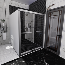 Load image into Gallery viewer, Ivanees 60 In. W X 76 In. H Framed dual Sliding glass Shower Door with Double Handles &amp; (8 mm) Clear Tempered Glass