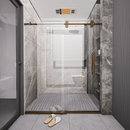 Load image into Gallery viewer, Ivanees Single Sliding Frameless Shower Door 8mm Clear Tempered Glass - Barn Door Style - Brushed Gold - 60 x 76 Inch