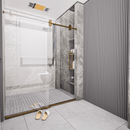 Load image into Gallery viewer, Ivanees Single Sliding Frameless Shower Door 8mm Clear Tempered Glass - Barn Door Style - Brushed Gold - 60 x 76 Inch