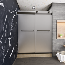 Load image into Gallery viewer, Ivanees Adjustable Semi-Frameless Dual Sliding Glass Shower Door with Frosted Tempered Glass