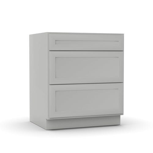 RTA - Liberty Shaker Ashen - Three Drawer Base Cabinets - 30
