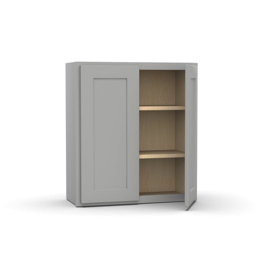 RTA - Liberty Shaker Ashen - 30"Height Double Door Wall Cabinets - 27"W x 30"H x 12"D