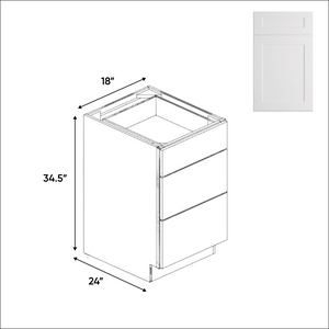 White Shaker - Base Cabinet - RTA - 18"W x 34.5"H x 24"D