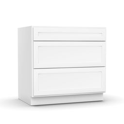 RTA - White Shaker - 3-Drawer Base Cabinet - 36