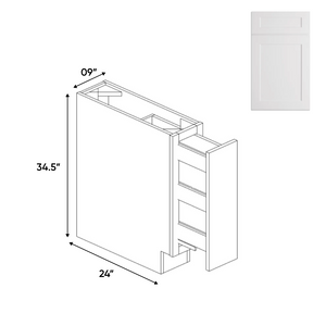 RTA - Shaker White - Spice Rack Cabinet - 9"W x 30"H x 24"D